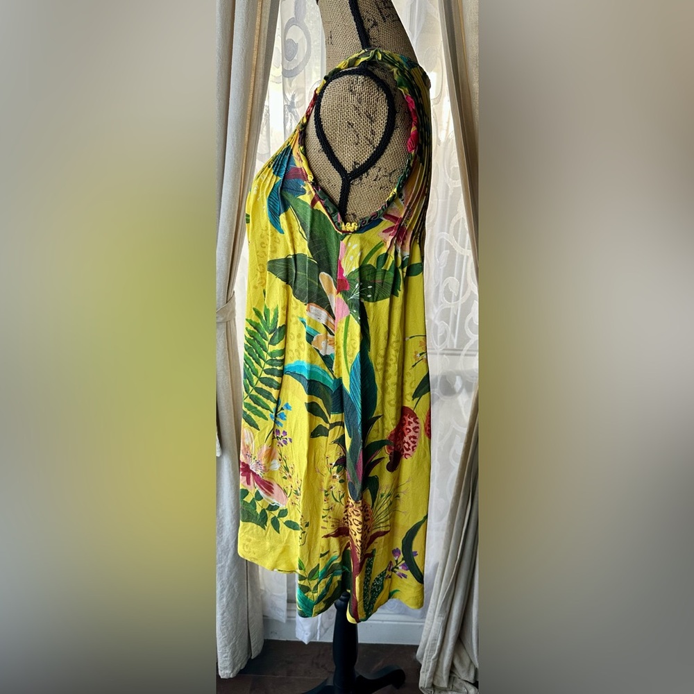 Farm Rio Resort Birds of Paradise Floral Tropical Tunic Mini Dress Size Small - Picture 4 of 10